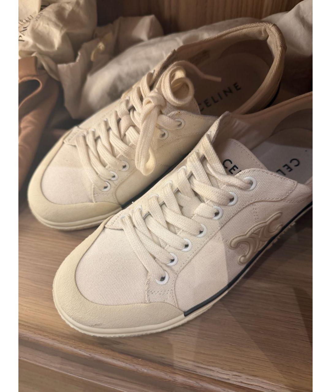 CELINE Белые текстильные кеды, фото 3