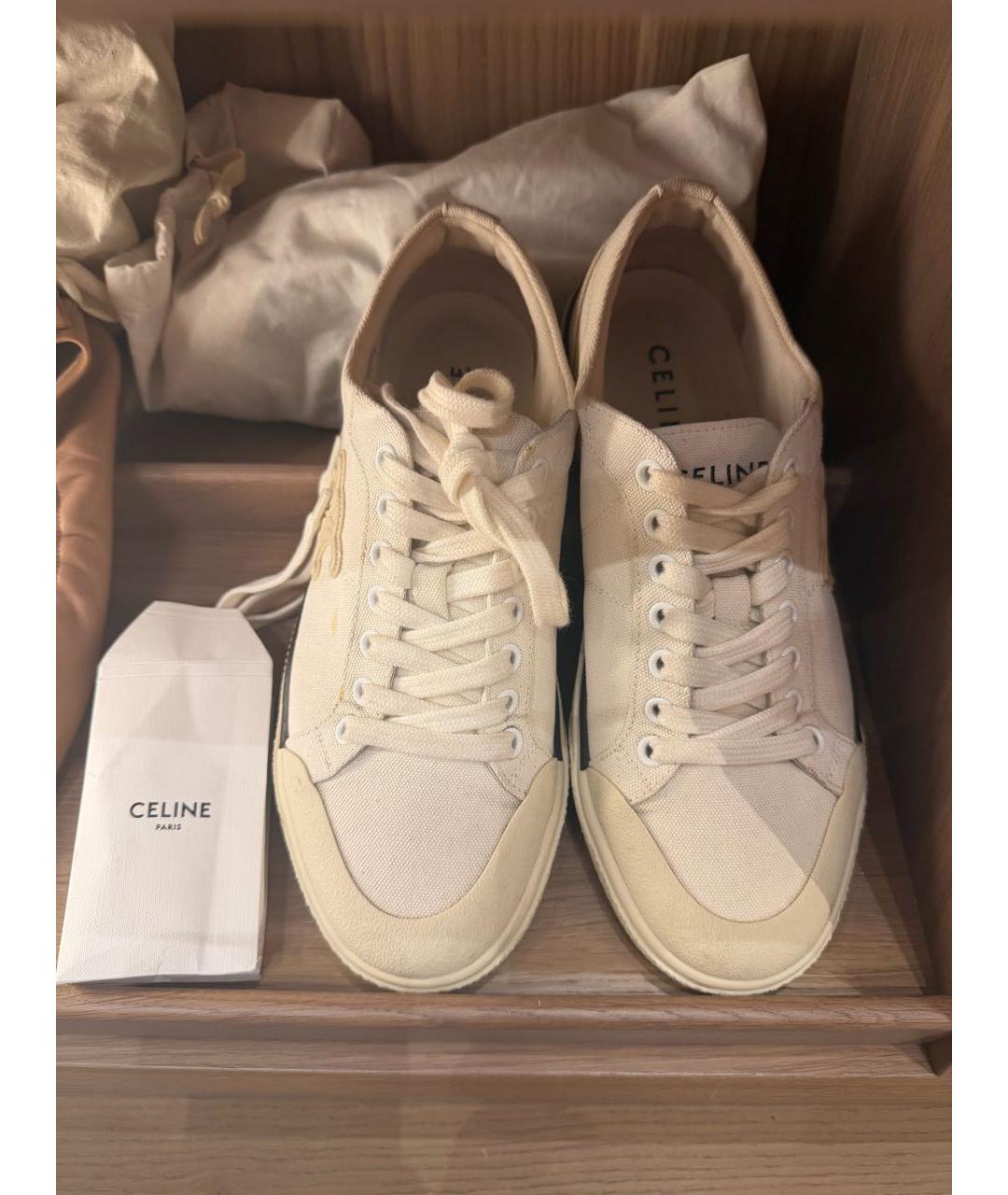 CELINE Белые текстильные кеды, фото 2