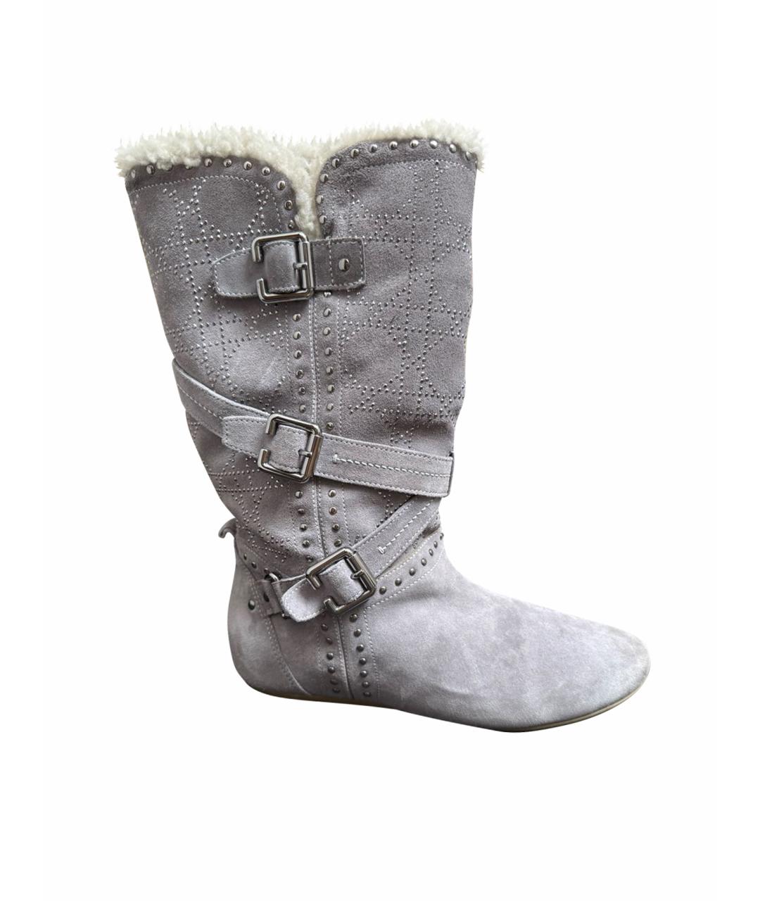 CHRISTIAN DIOR Серые замшевые сапоги, фото 1