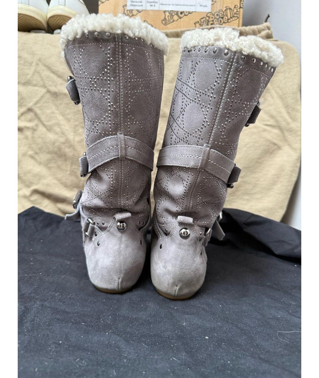 CHRISTIAN DIOR Серые замшевые сапоги, фото 4