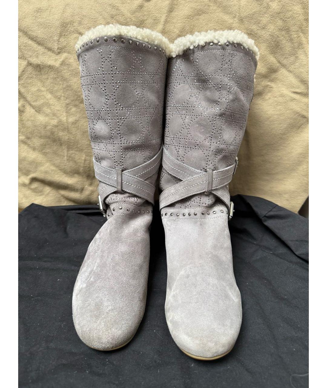 CHRISTIAN DIOR Серые замшевые сапоги, фото 3