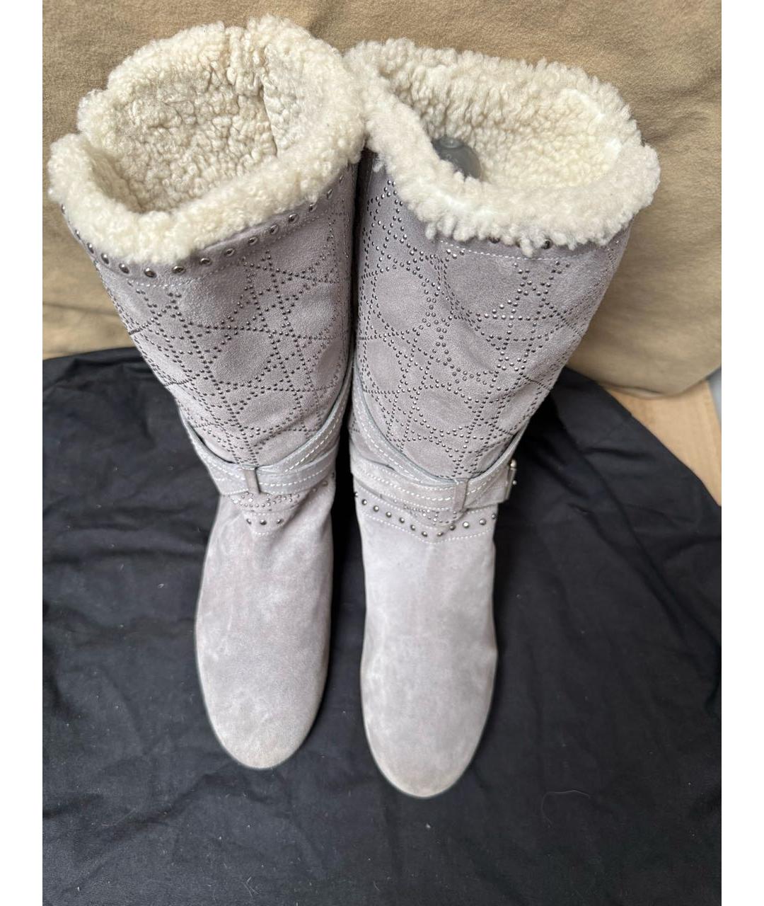 CHRISTIAN DIOR Серые замшевые сапоги, фото 2