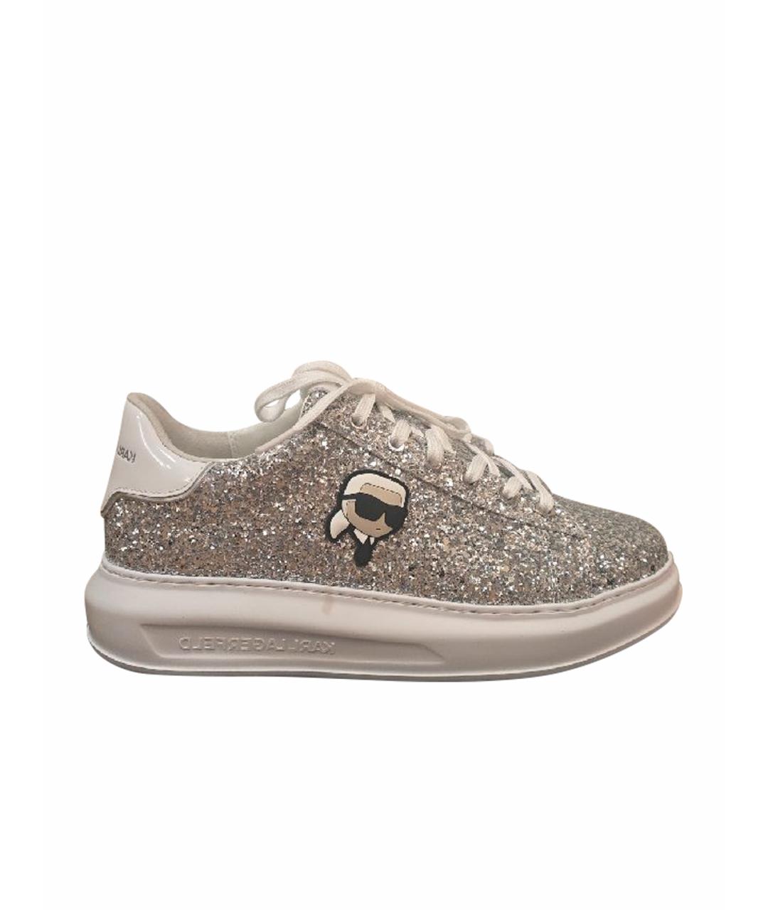 KARL LAGERFELD Серебряные синтетические кеды, фото 1