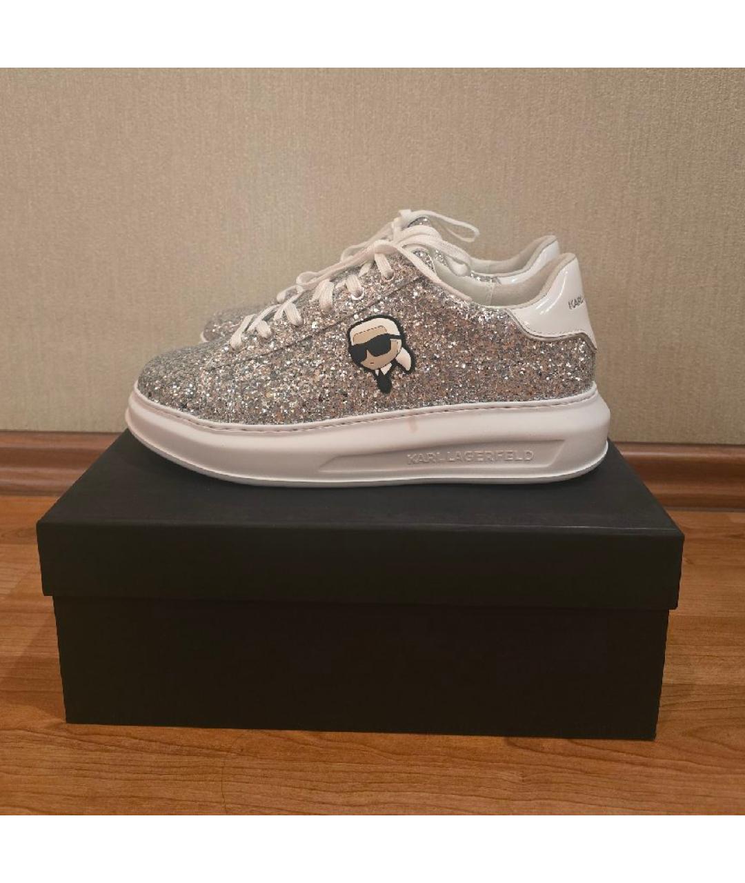 KARL LAGERFELD Серебряные синтетические кеды, фото 6