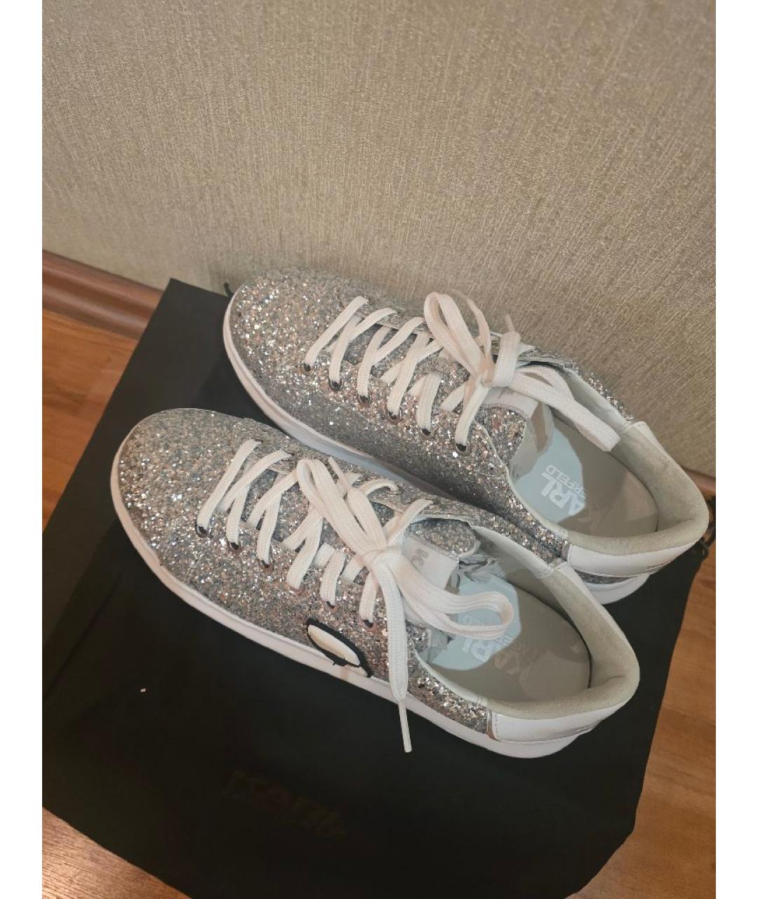 KARL LAGERFELD Серебряные синтетические кеды, фото 2