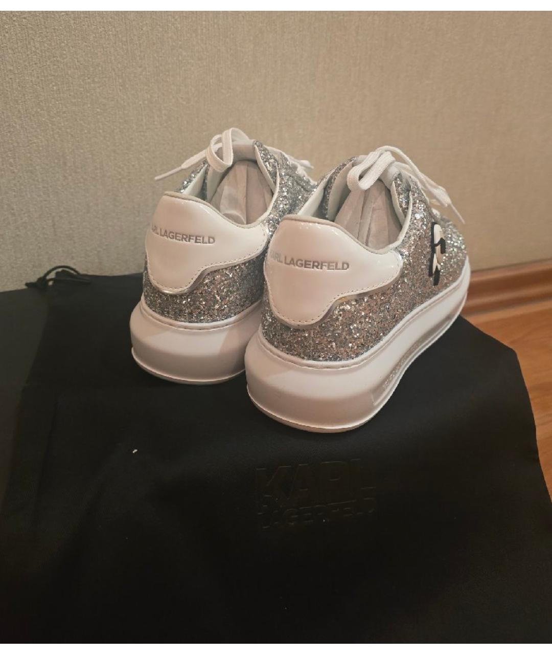 KARL LAGERFELD Серебряные синтетические кеды, фото 3