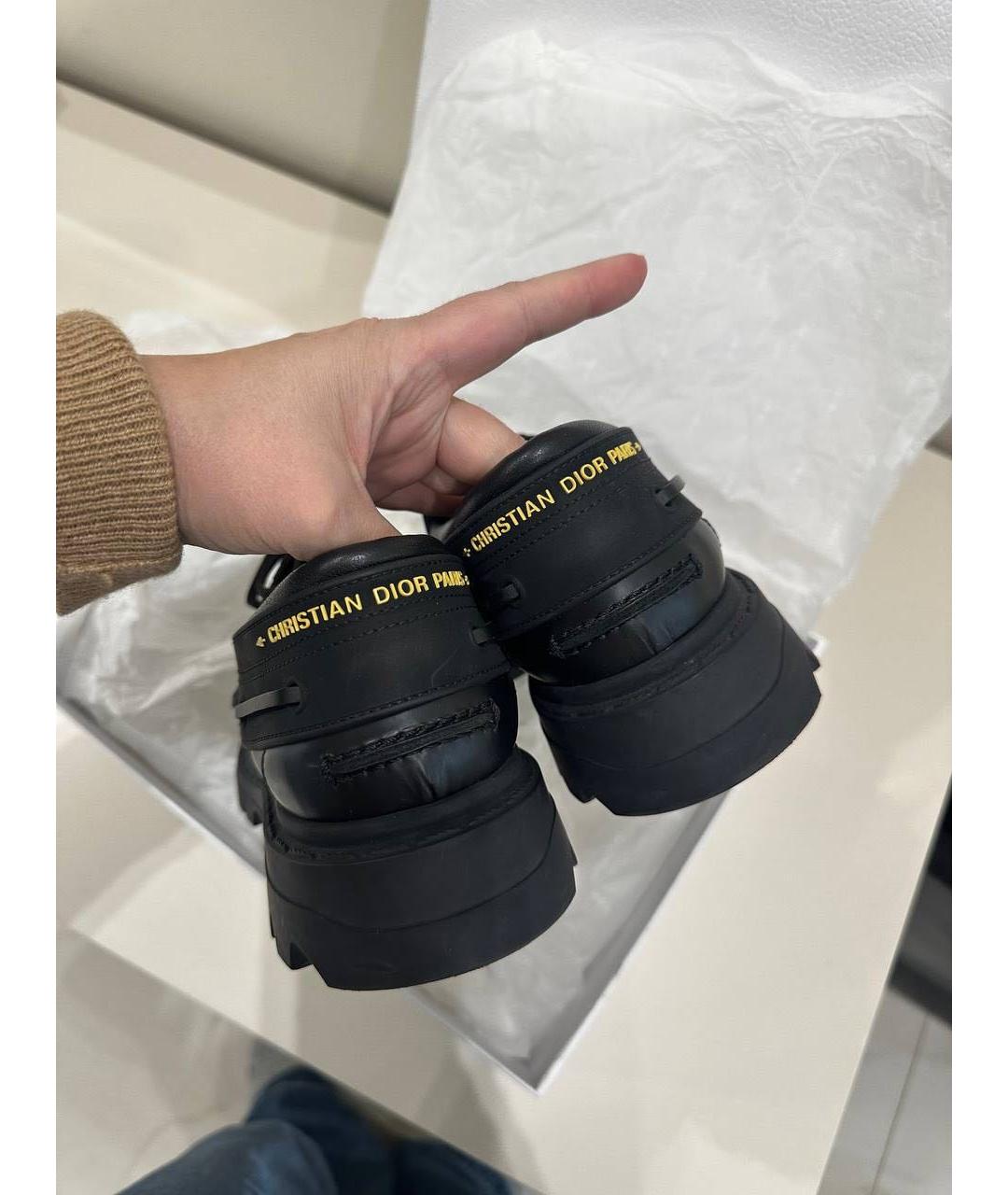 CHRISTIAN DIOR Черные кожаные лоферы, фото 3