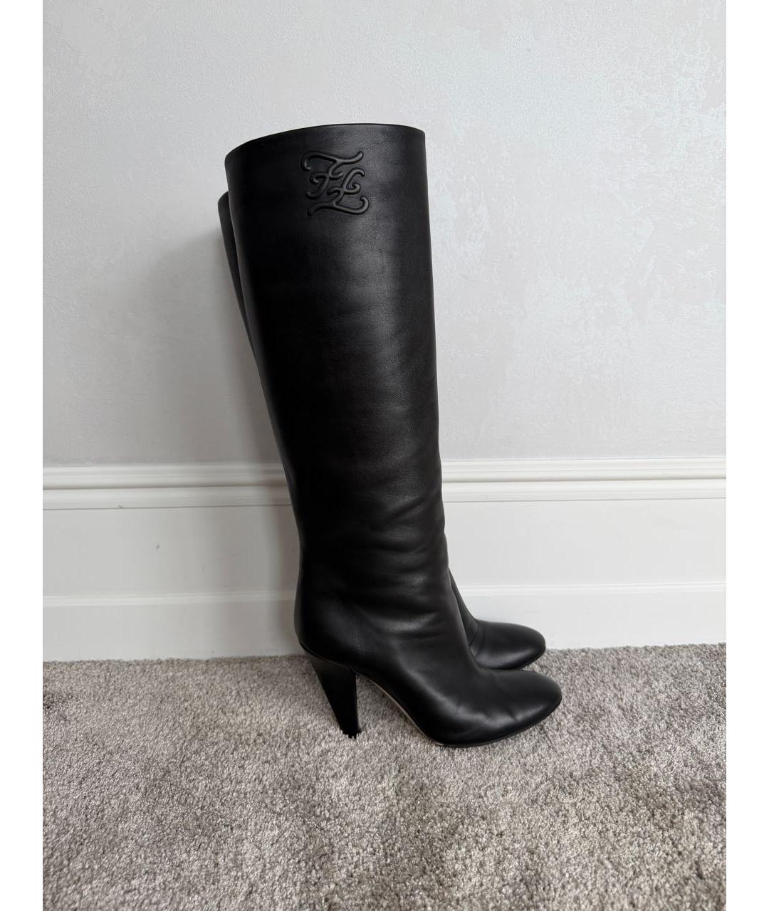 FENDI Черные кожаные сапоги, фото 6