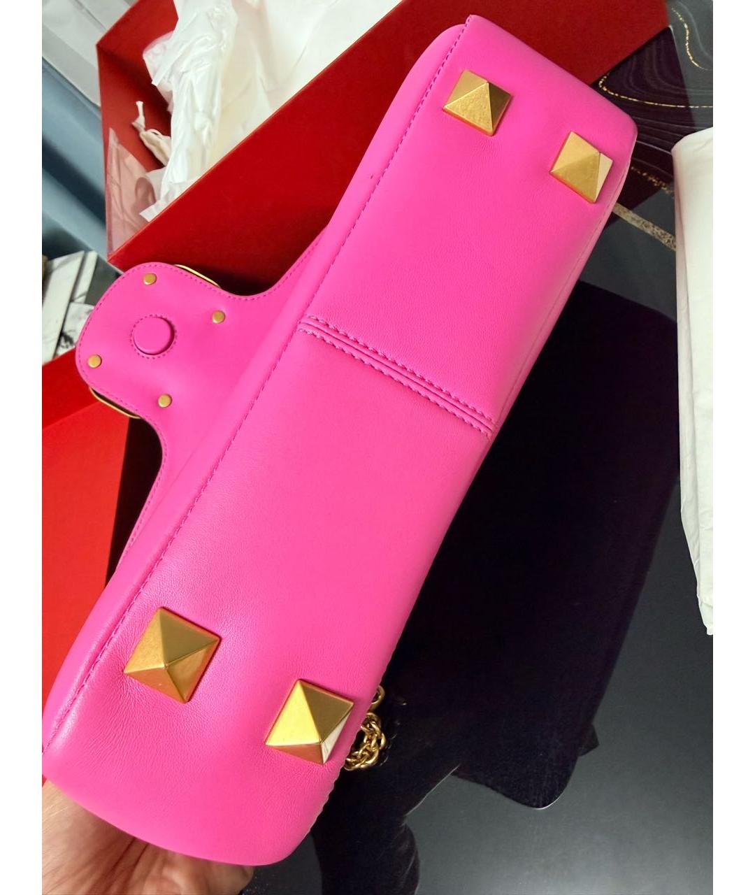 VALENTINO Розовая кожаная сумка через плечо, фото 5