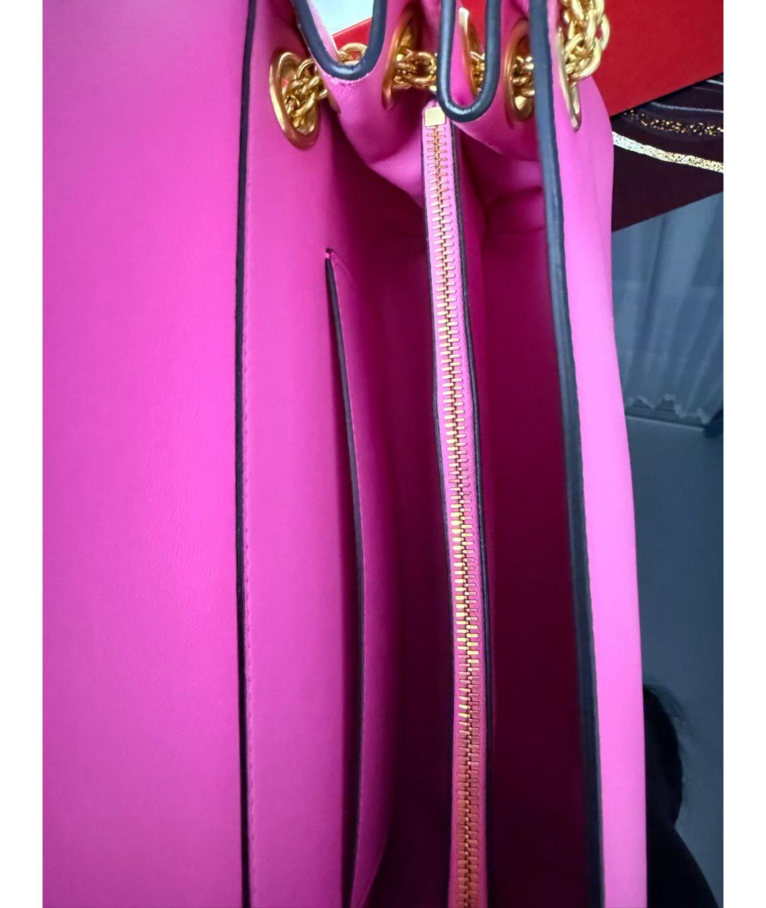VALENTINO Розовая кожаная сумка через плечо, фото 4