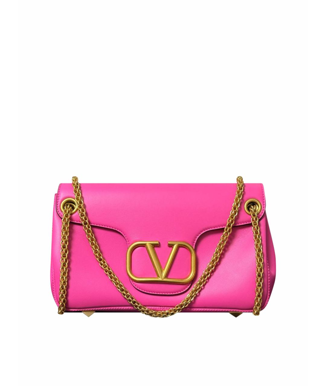 VALENTINO Розовая кожаная сумка через плечо, фото 1