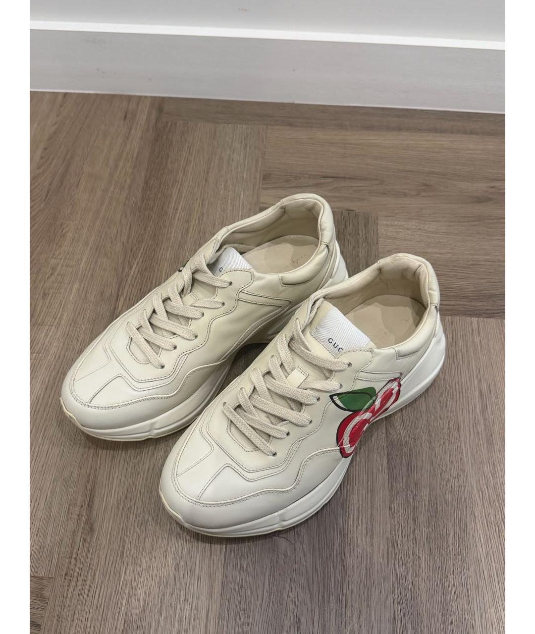 GUCCI Бежевые кожаные кроссовки, фото 2