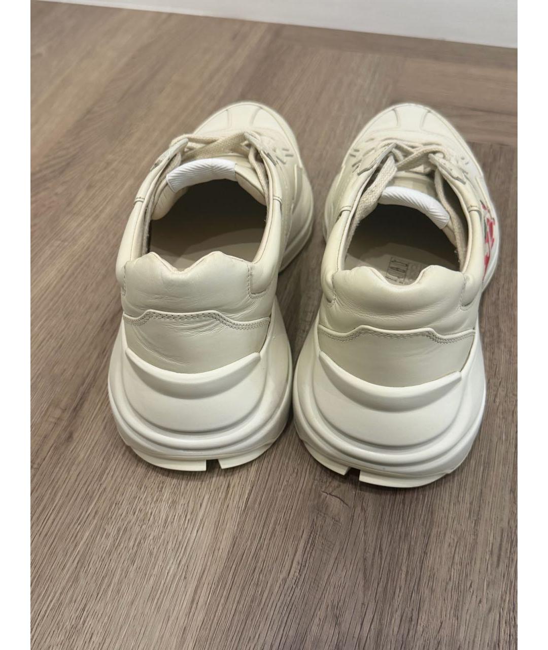 GUCCI Бежевые кожаные кроссовки, фото 3