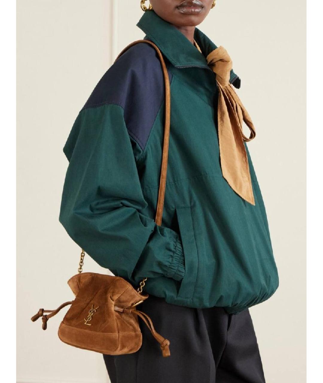 SAINT LAURENT Коричневая замшевая сумка через плечо, фото 2