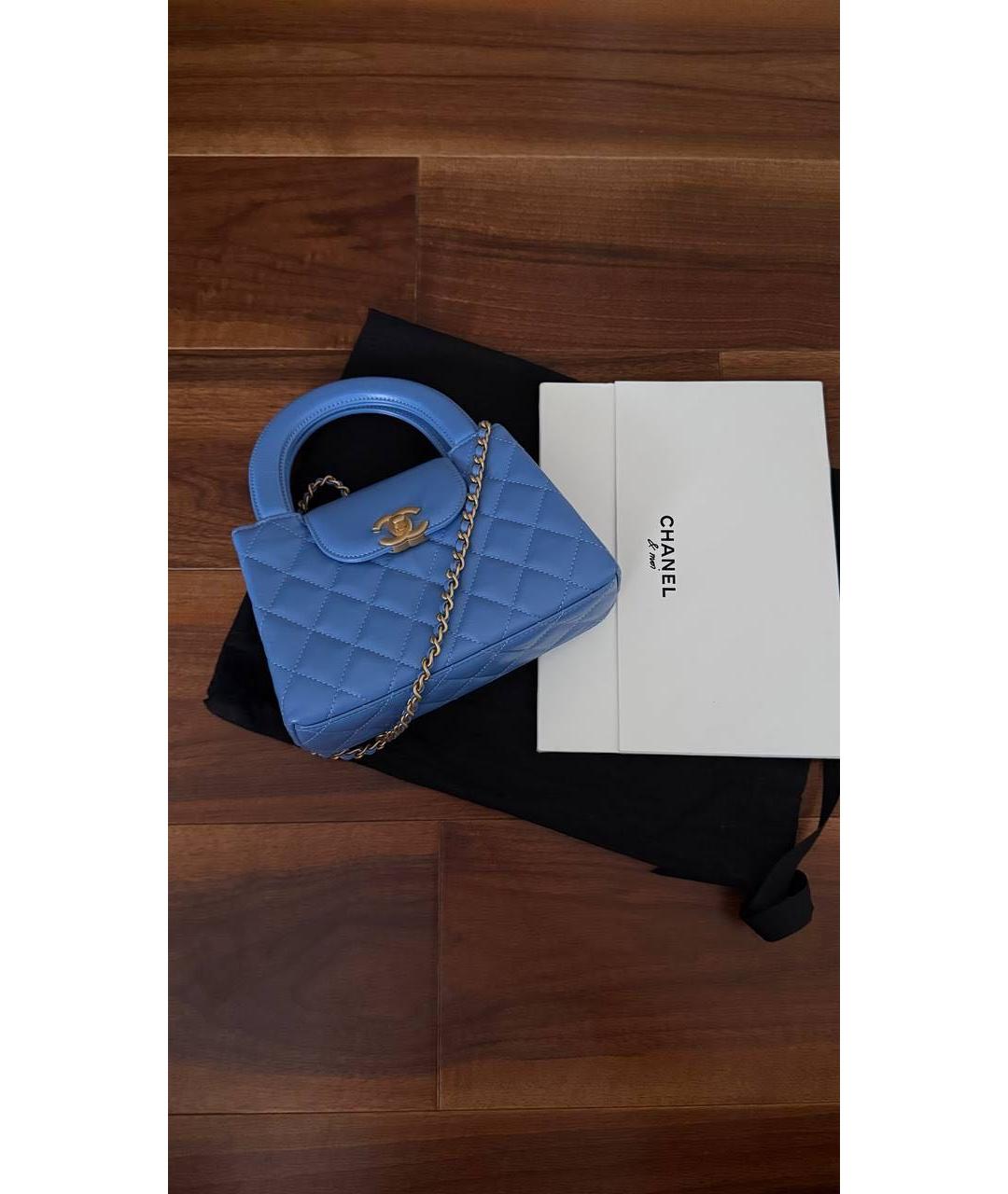 CHANEL Голубая кожаная сумка тоут, фото 2