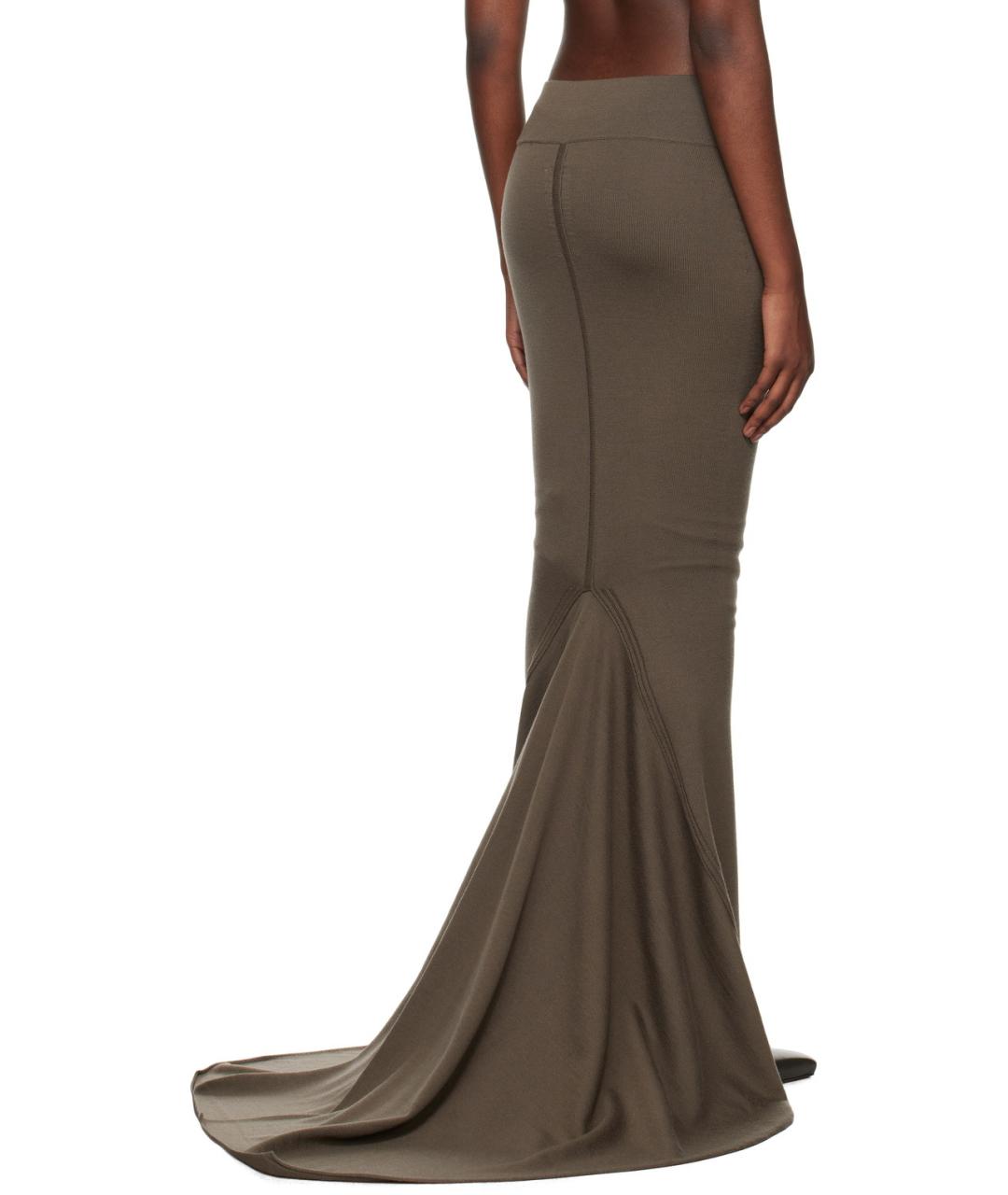 RICK OWENS Серая шерстяная юбка макси, фото 5