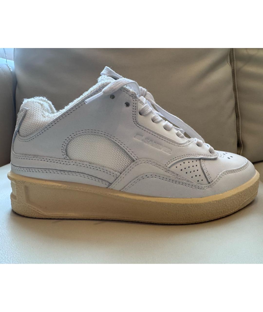 JIL SANDER Белые кожаные кроссовки, фото 8