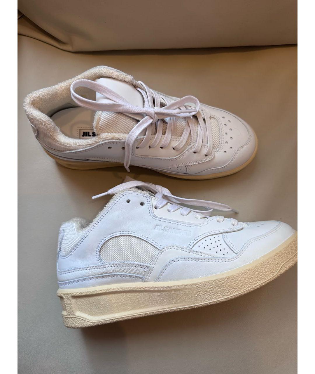 JIL SANDER Белые кожаные кроссовки, фото 4