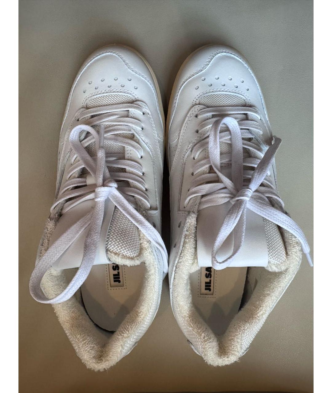 JIL SANDER Белые кожаные кроссовки, фото 2