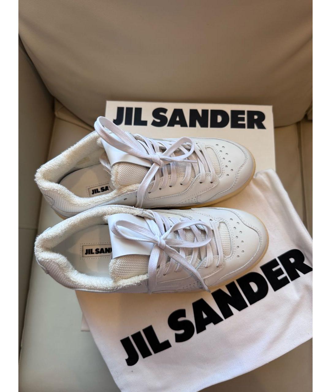 JIL SANDER Белые кожаные кроссовки, фото 6