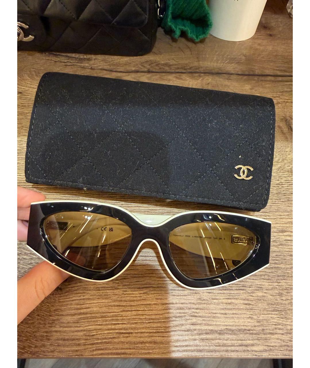 CHANEL Черные пластиковые солнцезащитные очки, фото 5