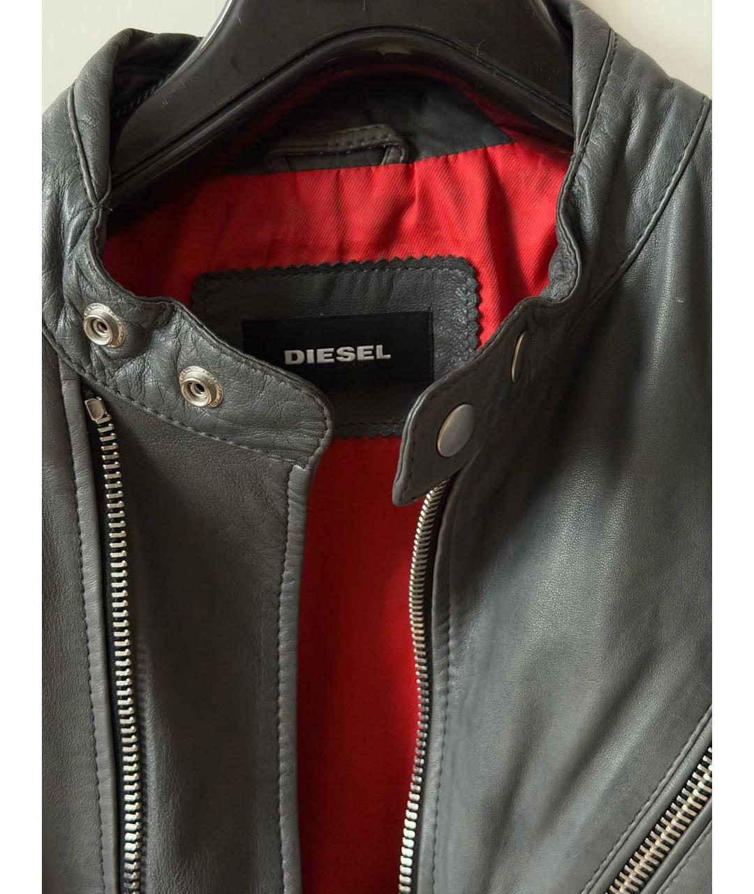DIESEL Серая кожаная куртка, фото 3