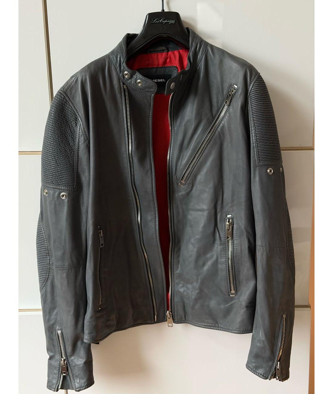 DIESEL Серая кожаная куртка, фото 9