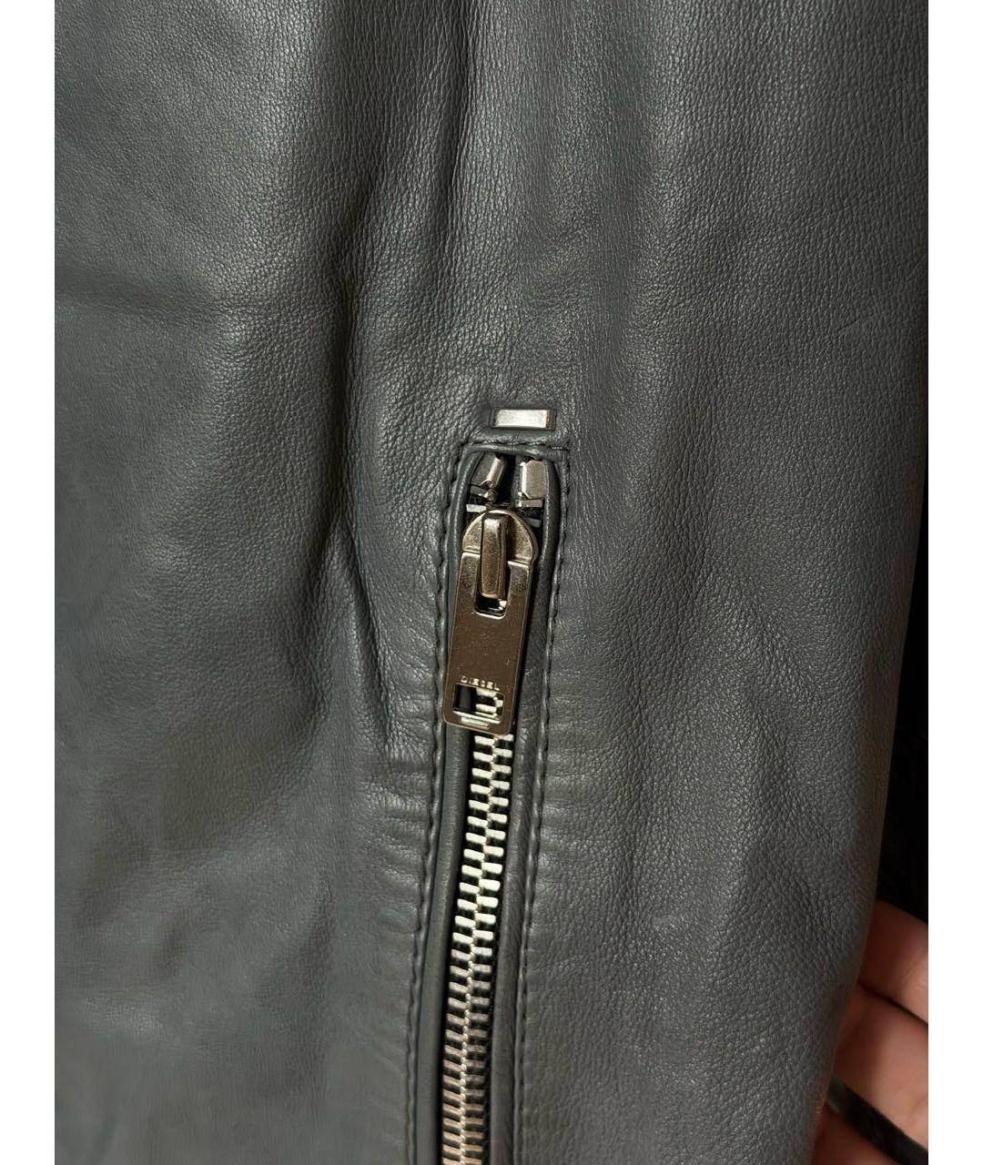 DIESEL Серая кожаная куртка, фото 8