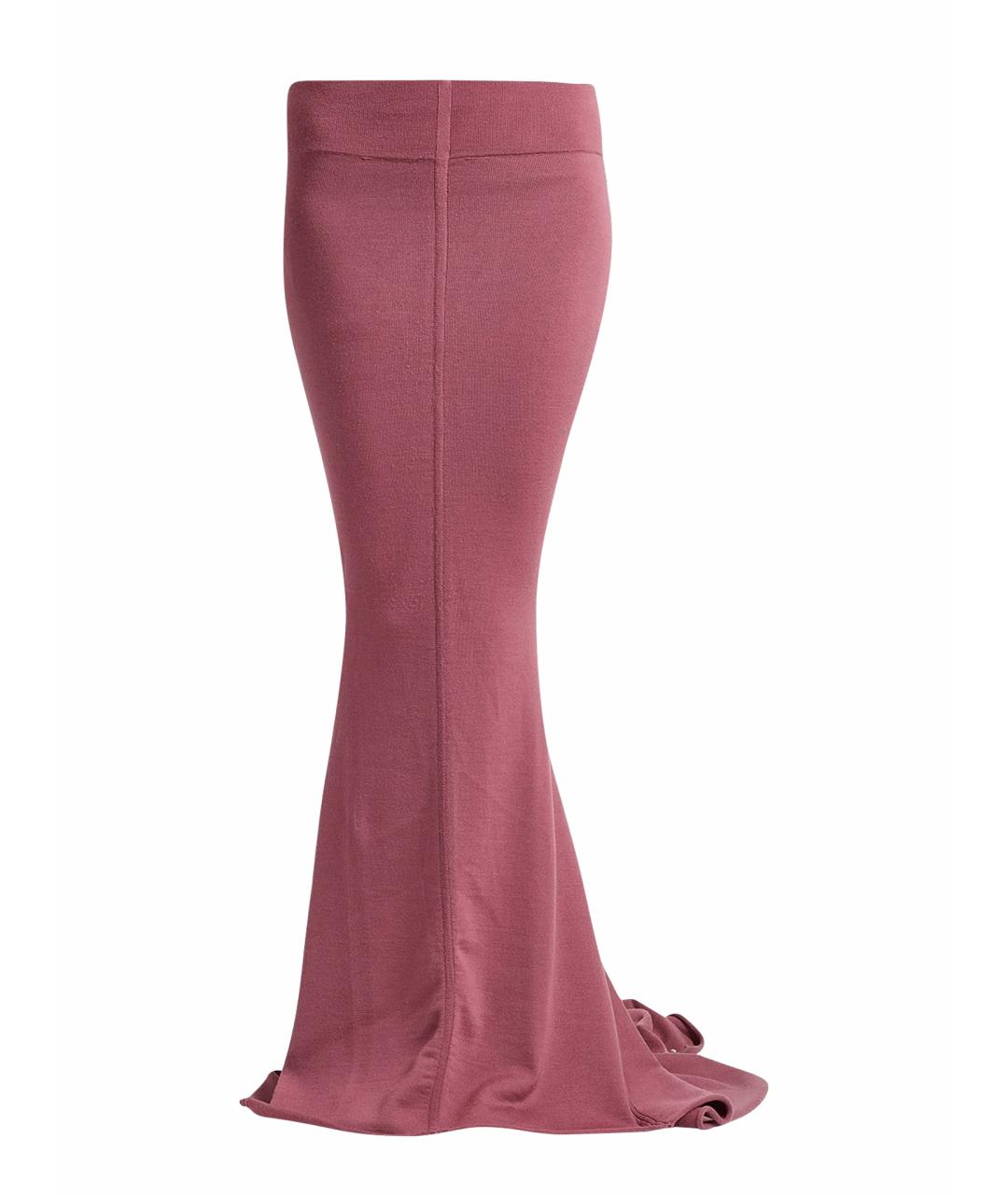 RICK OWENS Розовая шерстяная юбка макси, фото 1