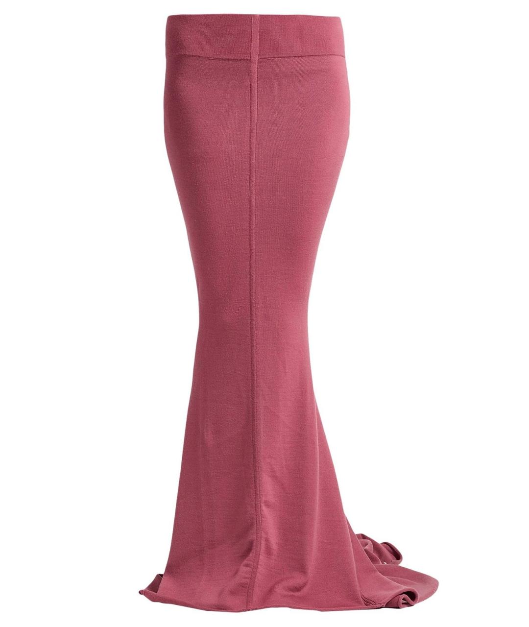 RICK OWENS Розовая шерстяная юбка макси, фото 5