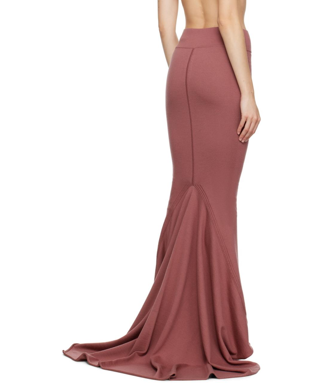 RICK OWENS Розовая шерстяная юбка макси, фото 4