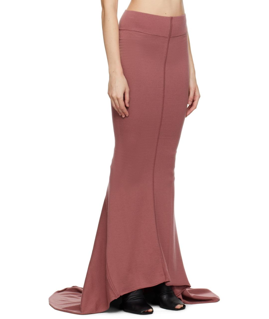 RICK OWENS Розовая шерстяная юбка макси, фото 3