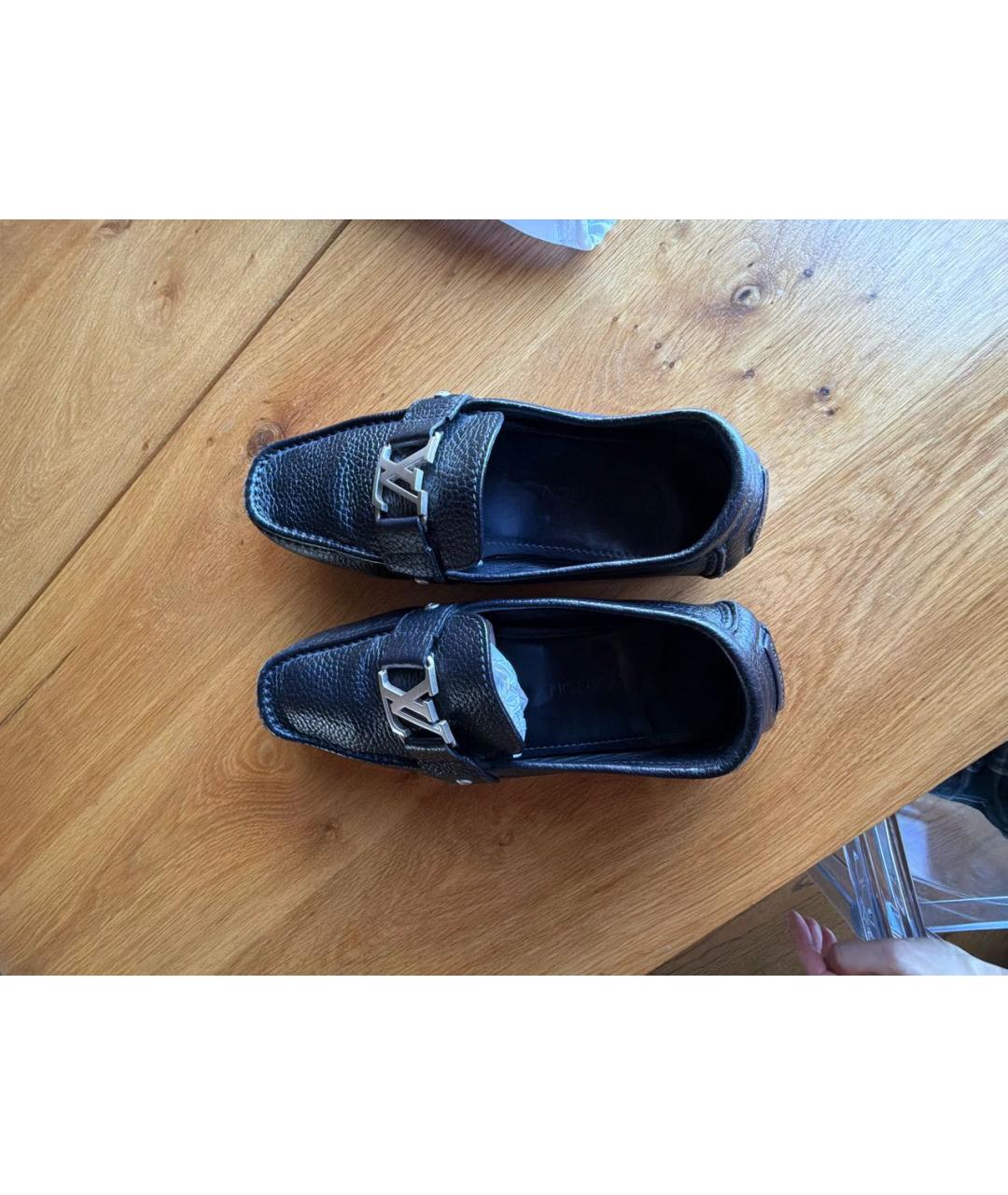 LOUIS VUITTON Черные кожаные мокасины, фото 3