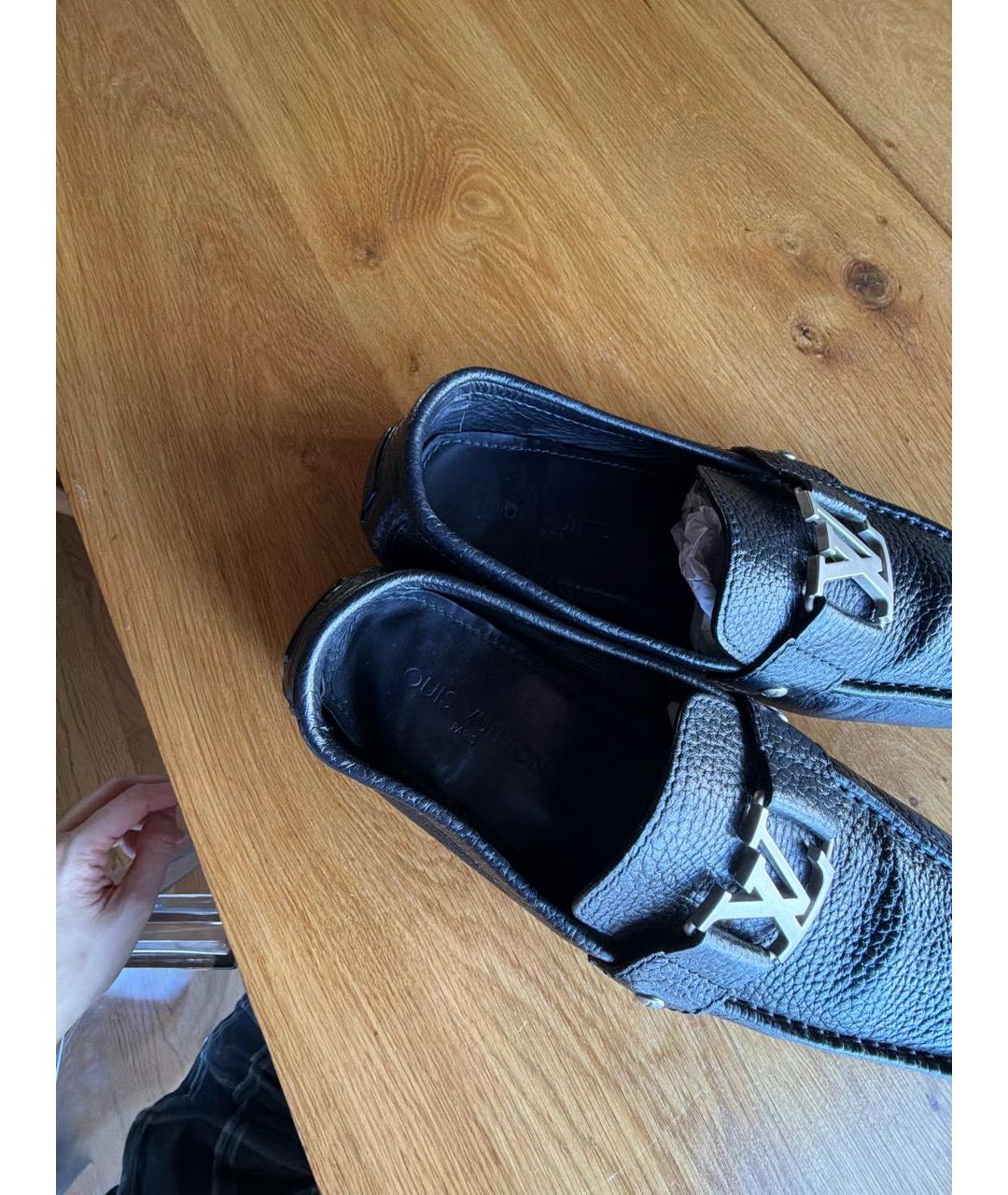 LOUIS VUITTON Черные кожаные мокасины, фото 7