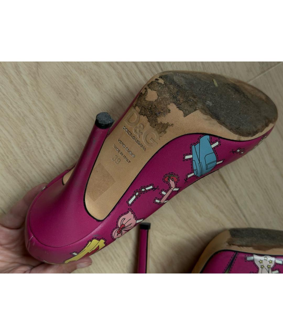 DOLCE&GABBANA Фуксия кожаные туфли, фото 8