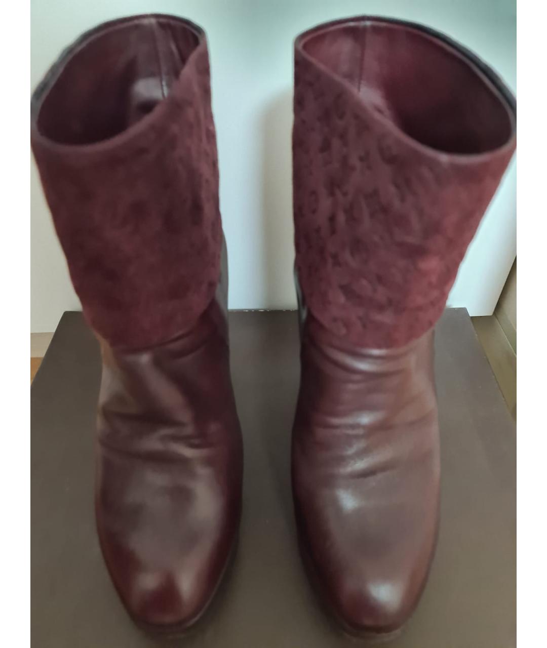 LOUIS VUITTON Бордовые кожаные ботильоны, фото 2