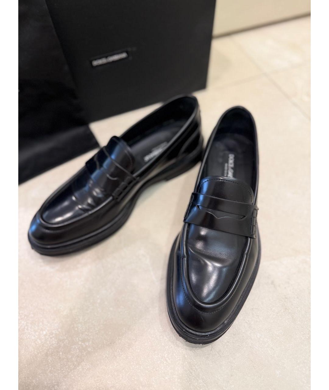 DOLCE&GABBANA Черные кожаные лоферы, фото 4