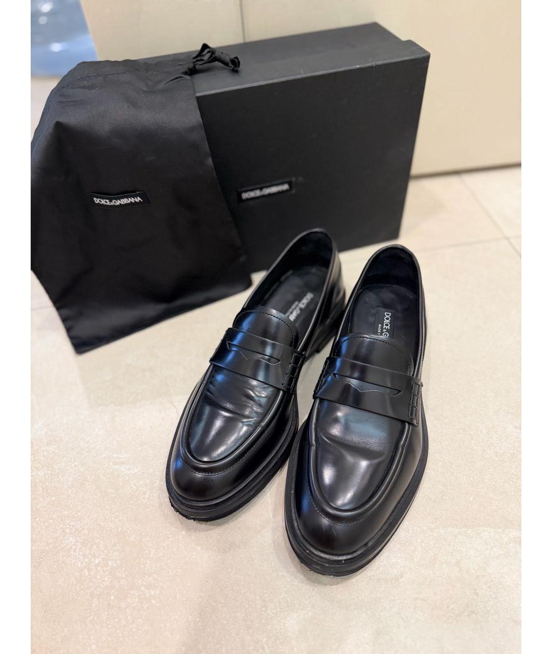DOLCE&GABBANA Черные кожаные лоферы, фото 5
