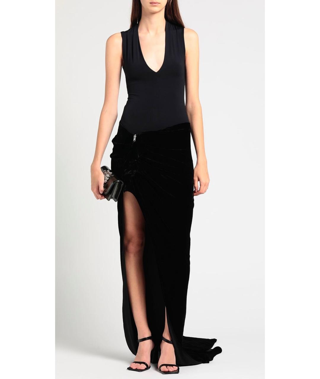 RICK OWENS Черная шерстяная юбка макси, фото 2