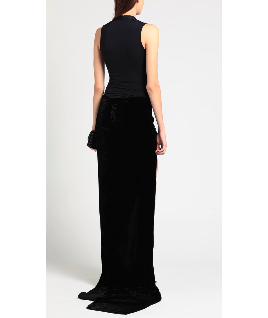 RICK OWENS Черная шерстяная юбка макси, фото 3