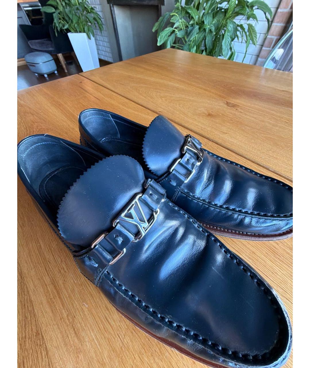 LOUIS VUITTON Темно-синие кожаные лоферы, фото 6