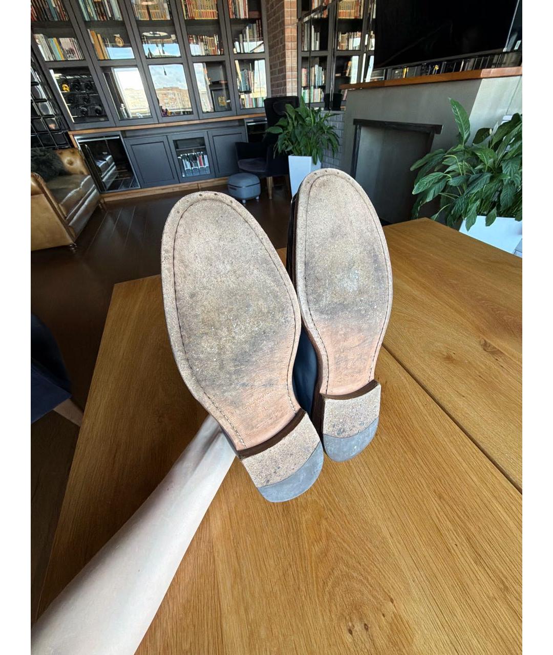 LOUIS VUITTON Темно-синие кожаные лоферы, фото 5