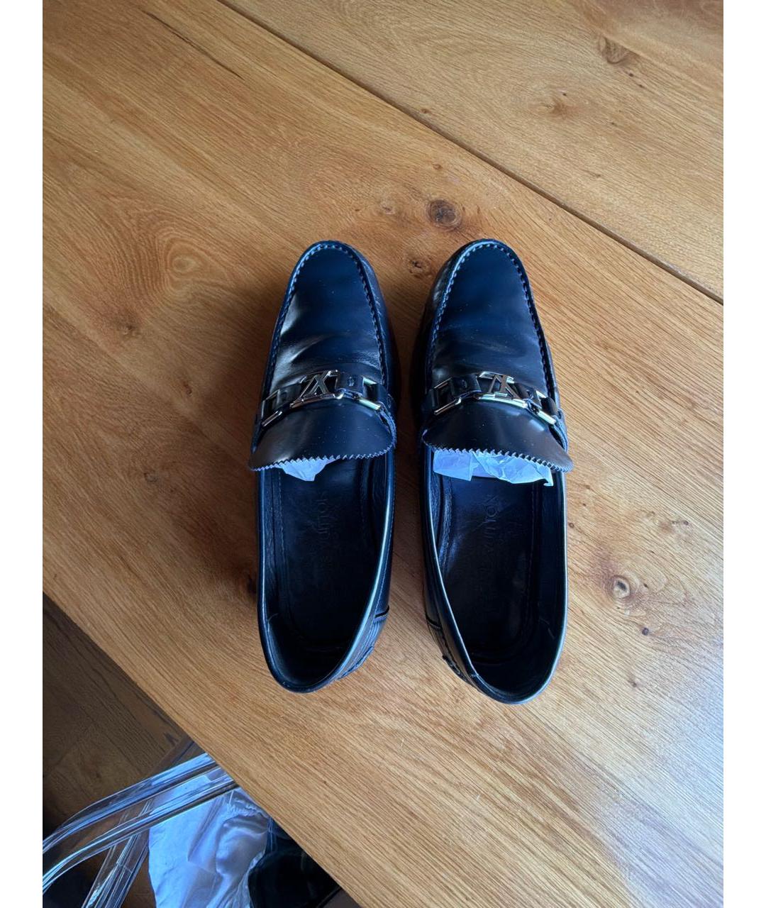 LOUIS VUITTON Темно-синие кожаные лоферы, фото 3