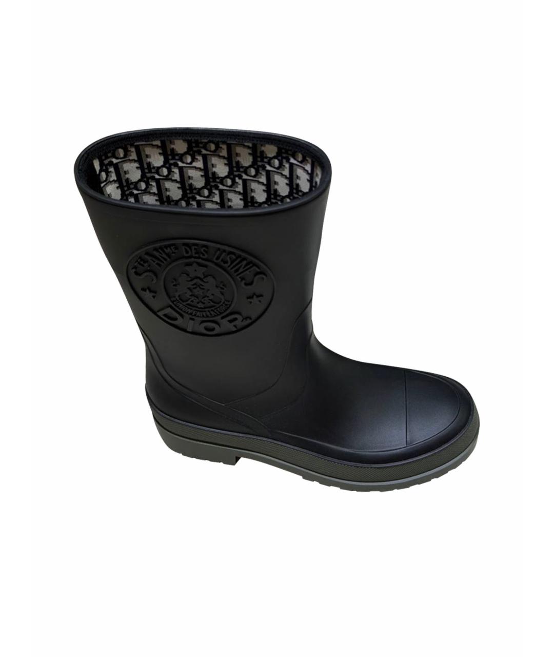 CHRISTIAN DIOR Черные резиновые сапоги, фото 1