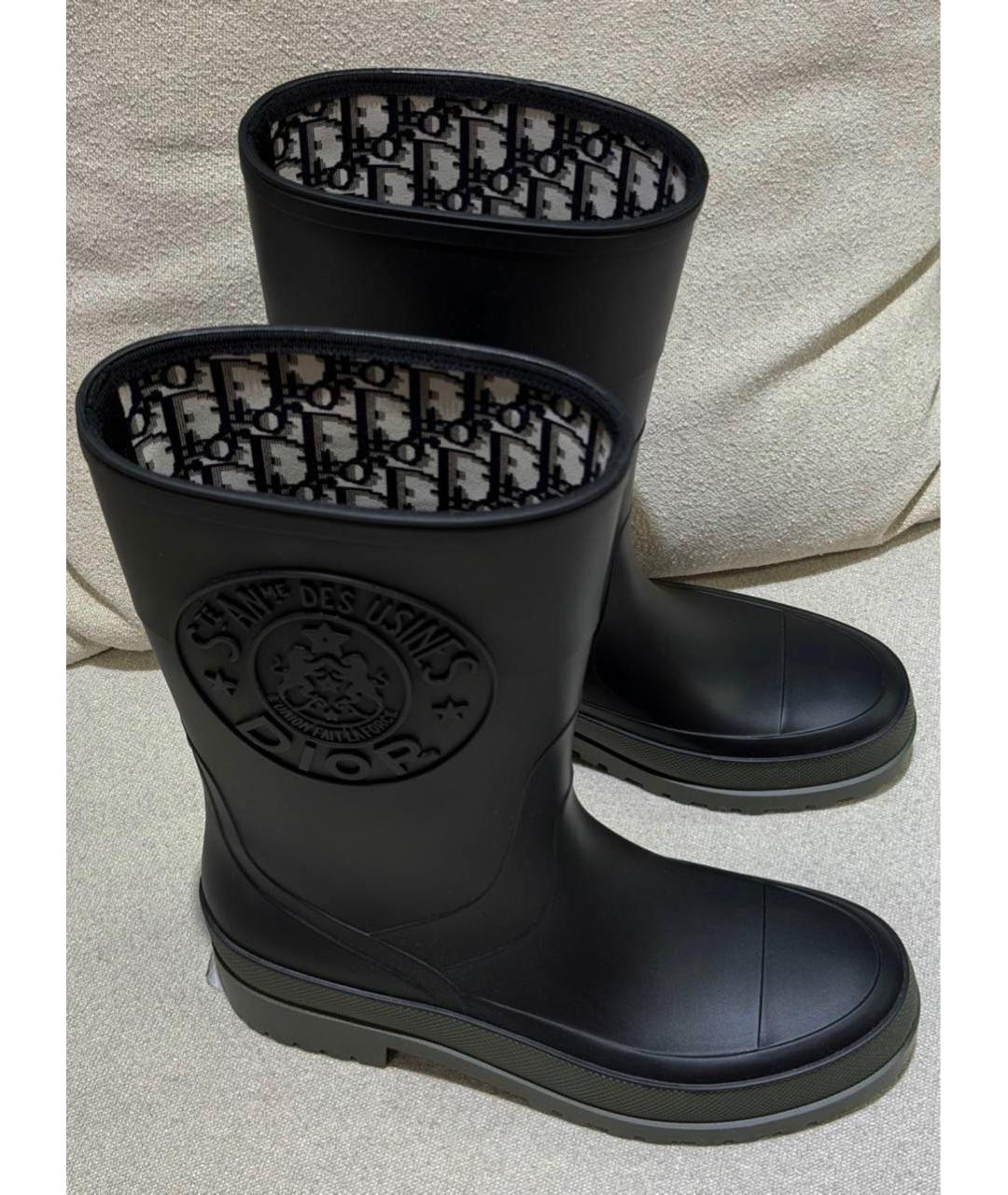 CHRISTIAN DIOR Черные резиновые сапоги, фото 3