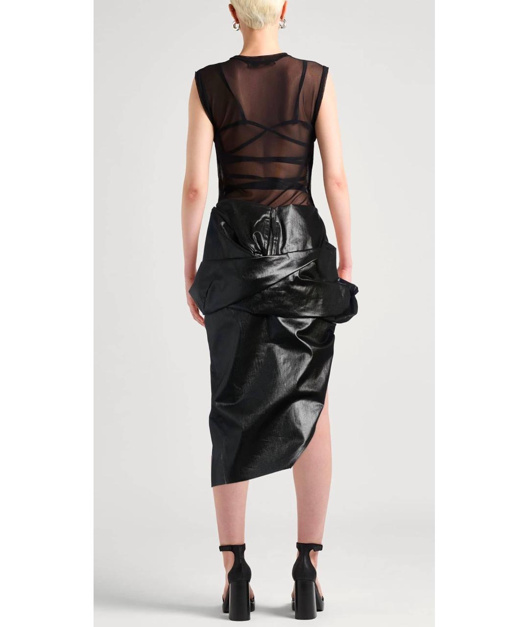 RICK OWENS Черная хлопковая юбка миди, фото 3