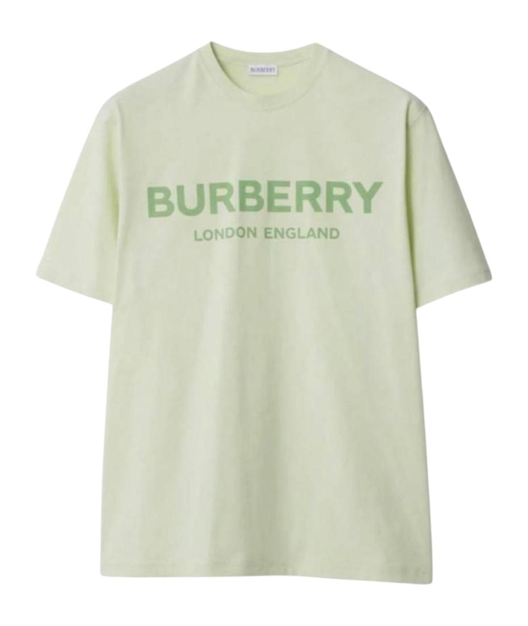 BURBERRY Желтая хлопковая футболка, фото 1