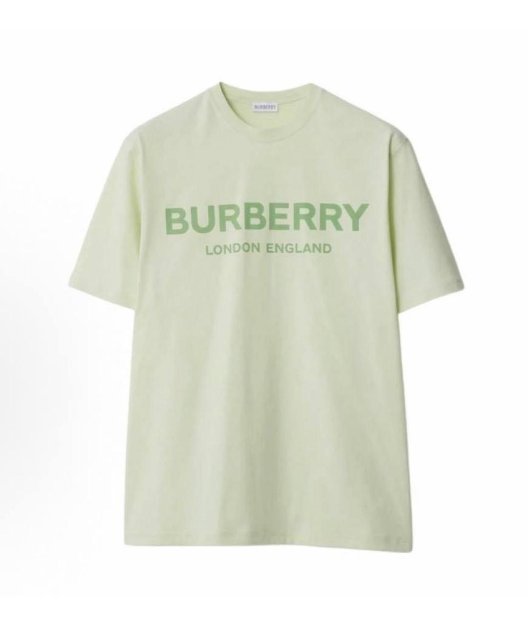 BURBERRY Желтая хлопковая футболка, фото 3