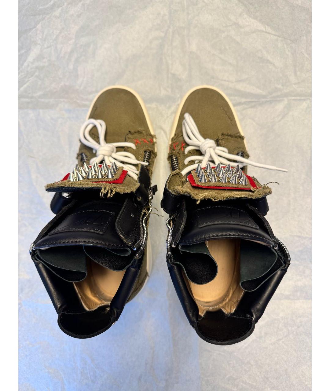 GIUSEPPE ZANOTTI DESIGN Хаки текстильные высокие кроссовки / кеды, фото 4