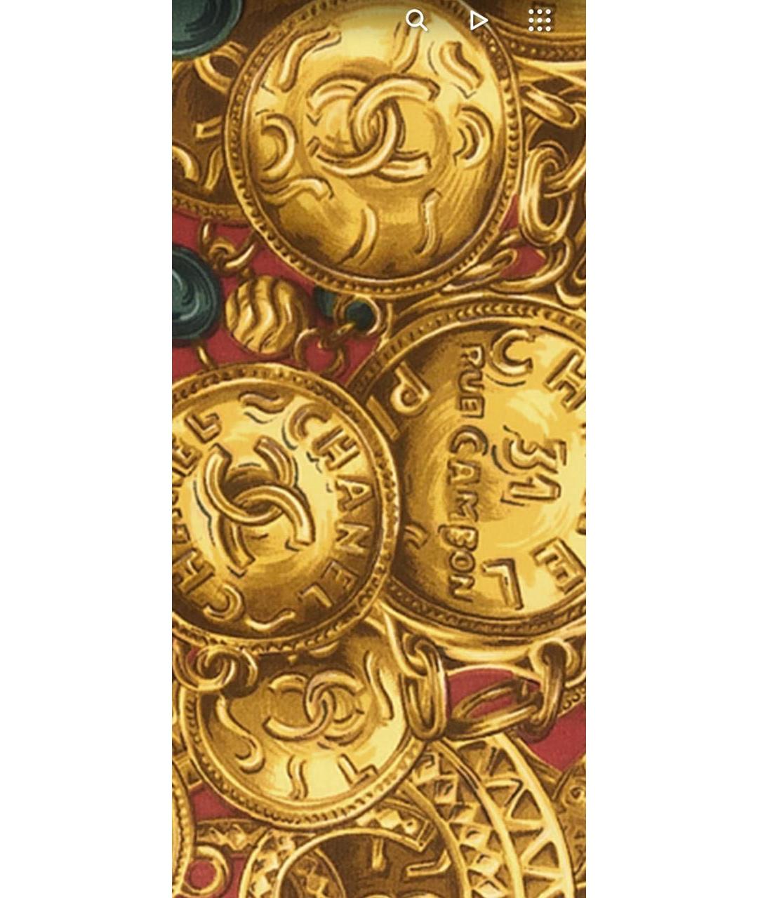 CHANEL Красный шелковый платок, фото 2